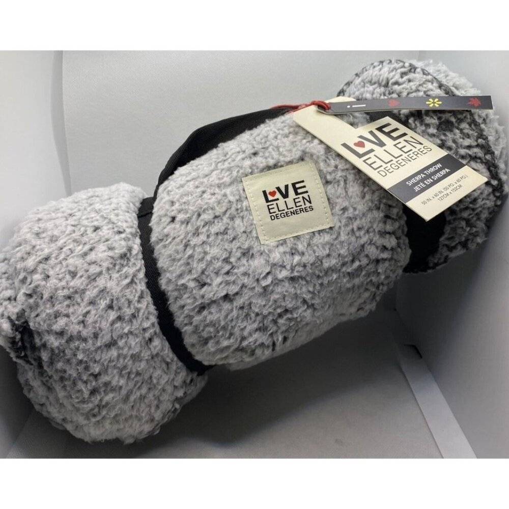 Love Ellen Degeneres Sherpa Throw Blanket Grey 50 X 60 Tv Talk Show Celebrity